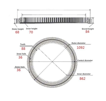 EX100-5 EX110-5 EX120-5 EX130-5 Excavator Spare Parts 9147259 Swing Gear Ring