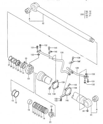 เครื่องขุดถัง กระบอก Assy