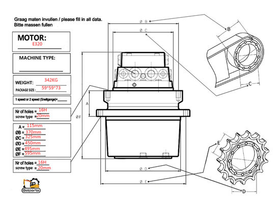 อะไหล่เครื่องขุด E322C E324D E325C E325D เครื่องยนต์เดินทาง Assy 199-4521