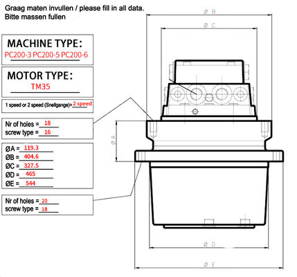 Komatsu Excavator Parts PC200-8 เครื่องยนต์เดินทาง Assy 20Y-27-00500 20Y-27-00501 เครื่องยนต์ขับเคลื่อนสุดท้าย